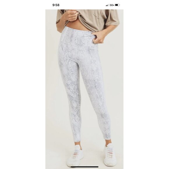 Apana Pants - Apana Workout Gym Leggings Pants size M White Purple Skinny Mesh Yoga Sport